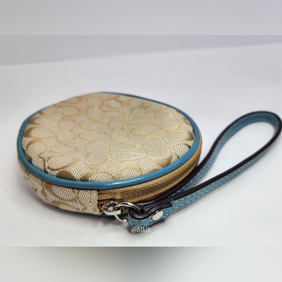 Coach Sea Horse Signature Coin Purse *Light Khaki/Blue* EUC - Picture 12 of 17